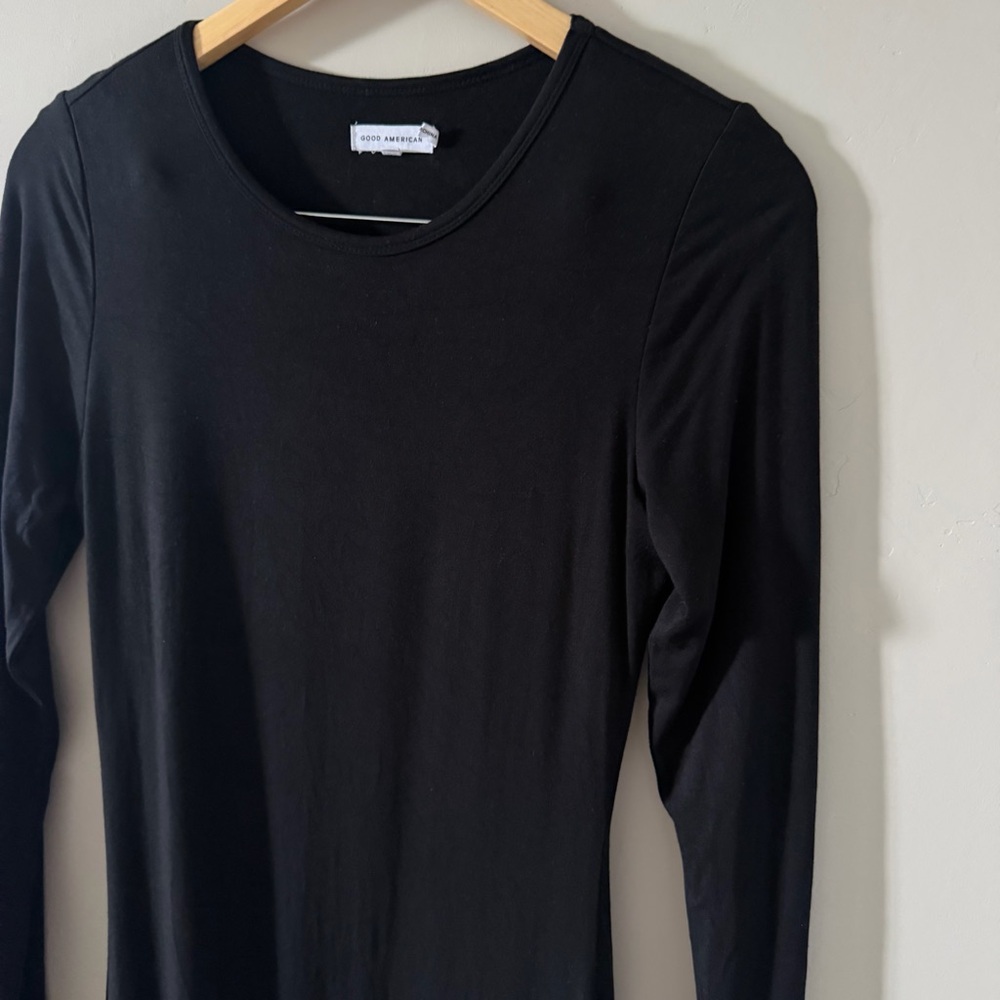 Good American Black Good Touch Long Sleeve Bodycon Midi Dress Size 2 - Picture 3 of 8